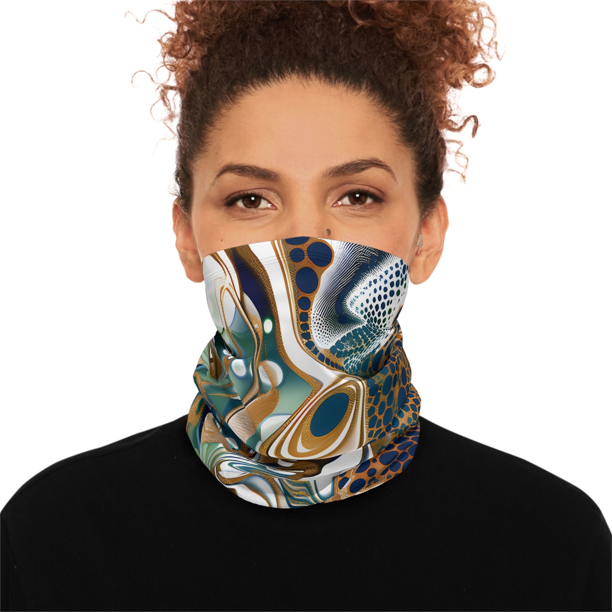 Sapphire Blue Gold Winter Neck Gaiter