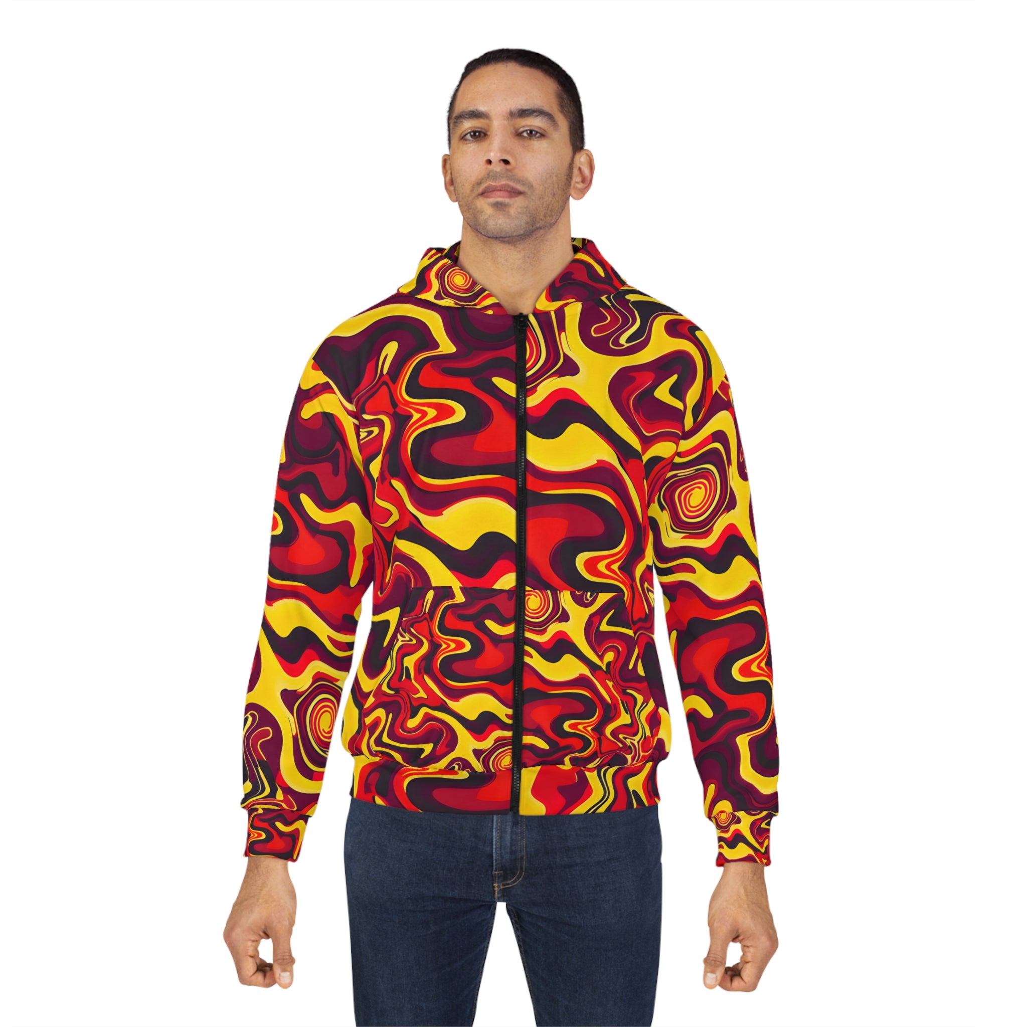 Crimson Lemon Twist Unisex Zip Hoodie