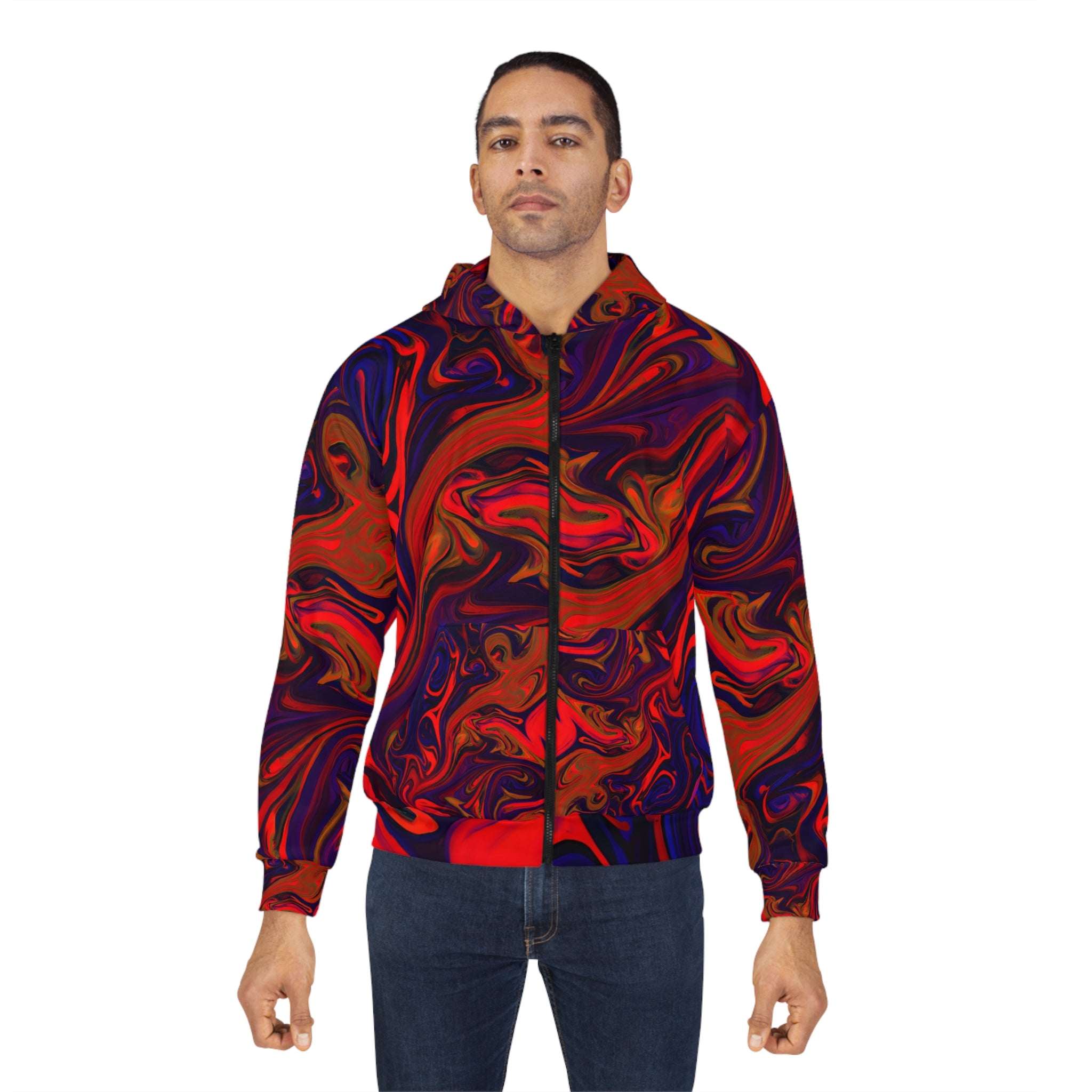 Enigmatic Red Unisex Zip Hoodie