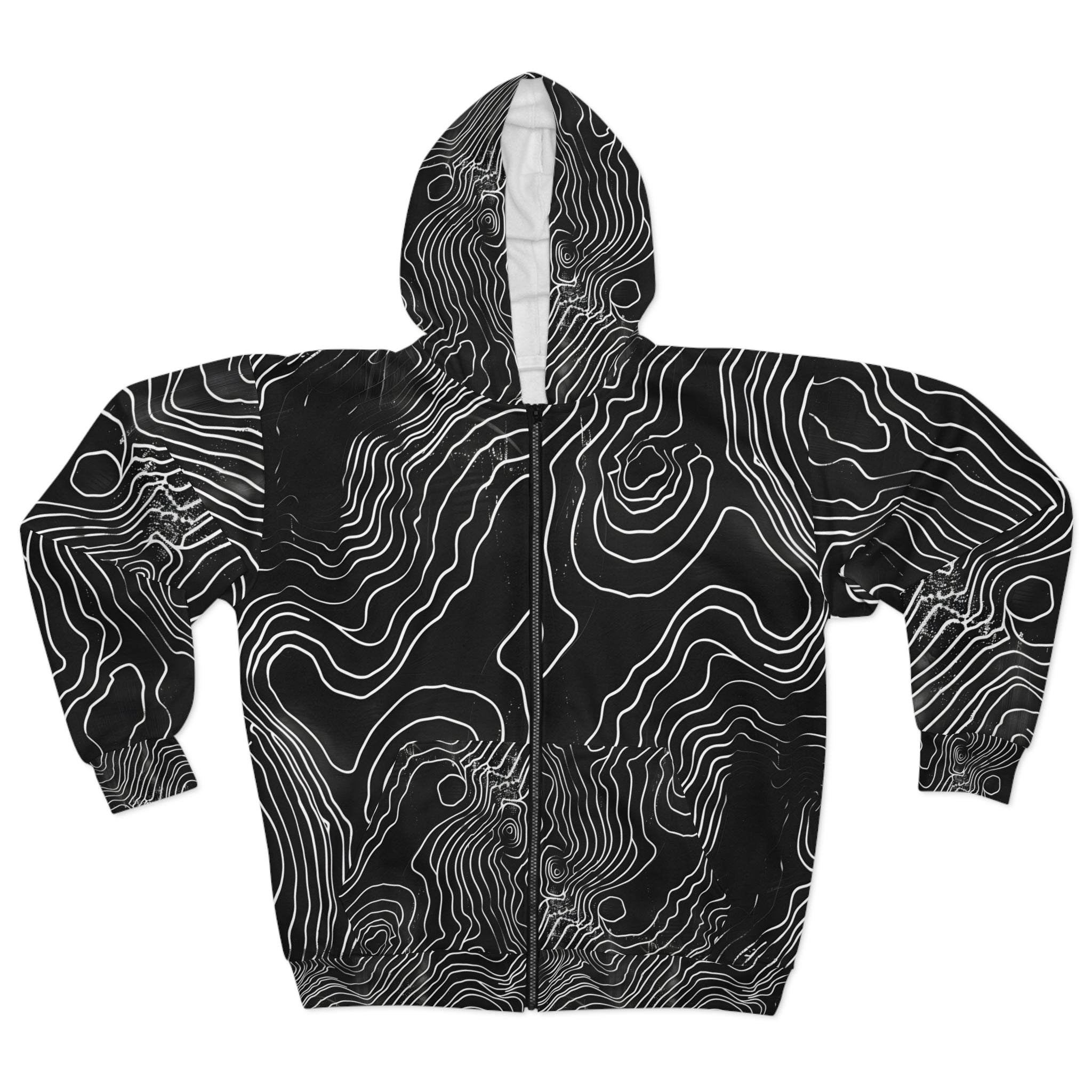 Black Topo Unisex Zip Hoodie