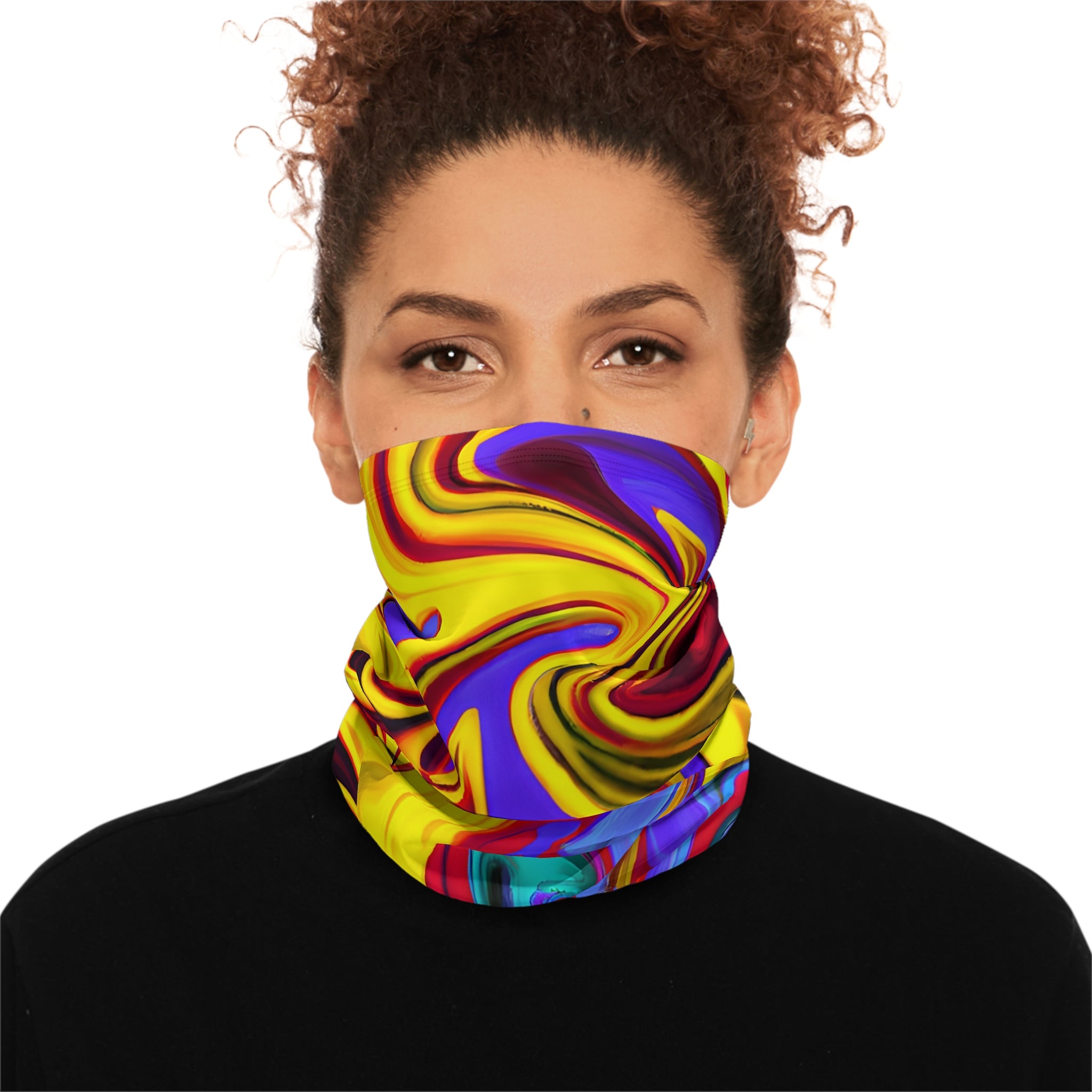 Trippy Yellow Swirl Winter Neck Gaiter