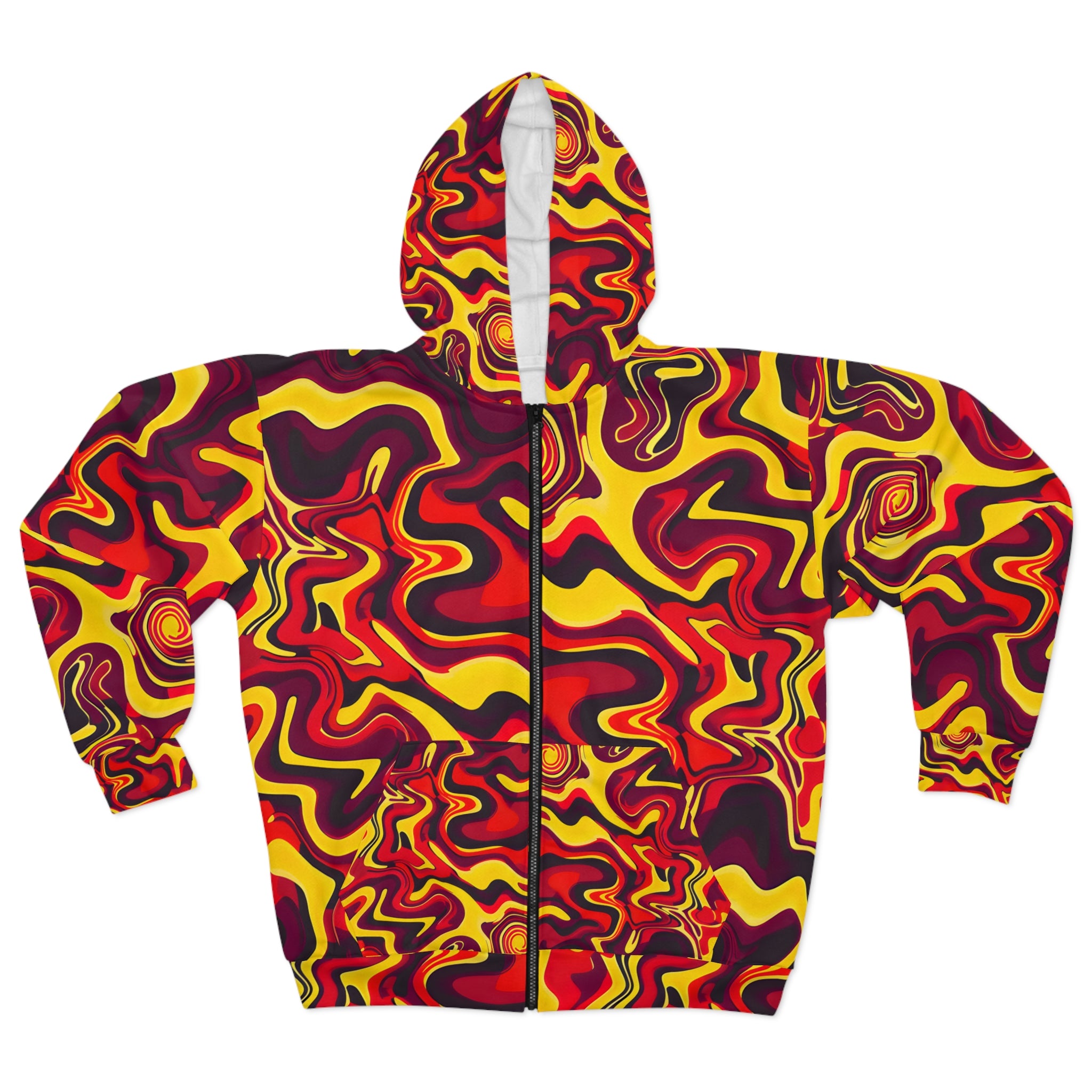 Crimson Lemon Twist Unisex Zip Hoodie