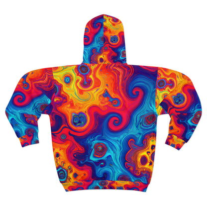 Amoebic Blue Unisex Zippered Hoodie