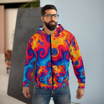 Amoebic Blue Unisex Zippered Hoodie