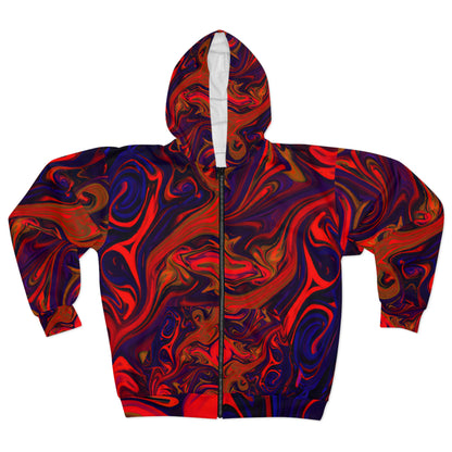 Enigmatic Red Unisex Zip Hoodie