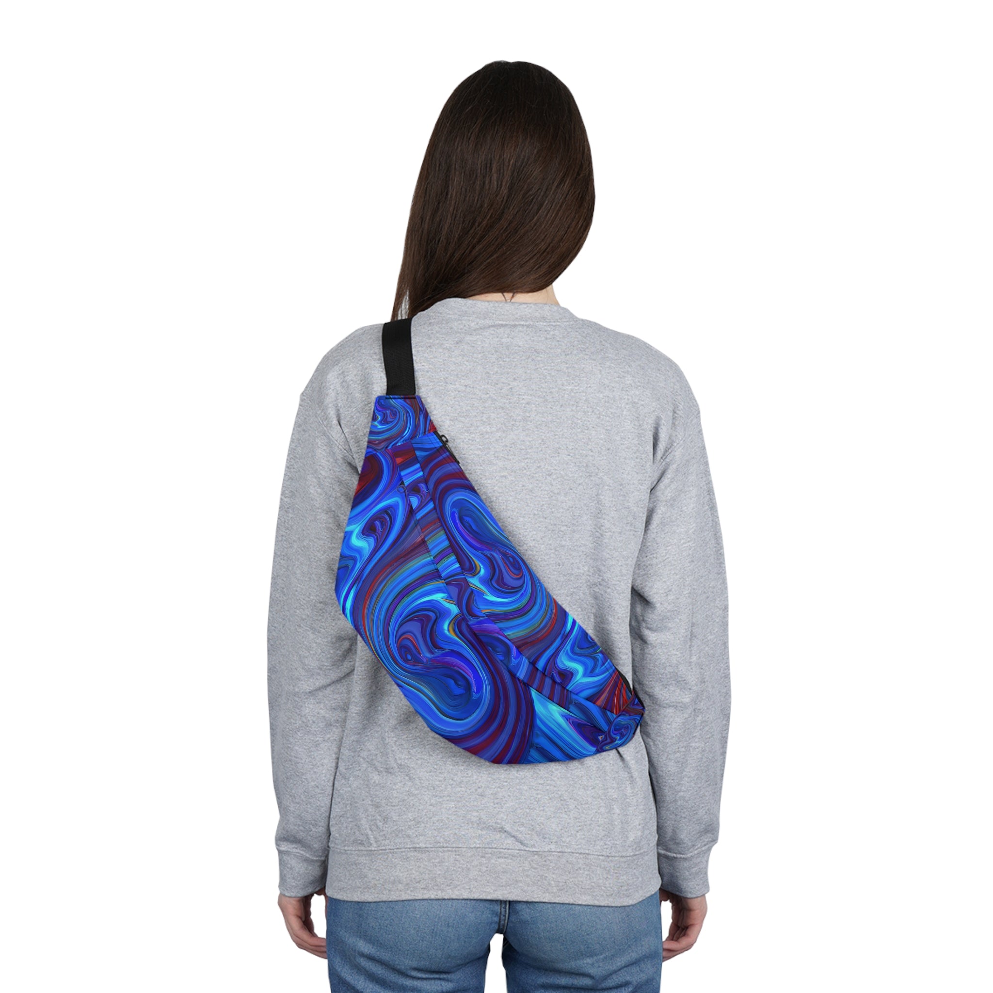 Vibrant Vortex Blue Rave Fanny Pack (Large)