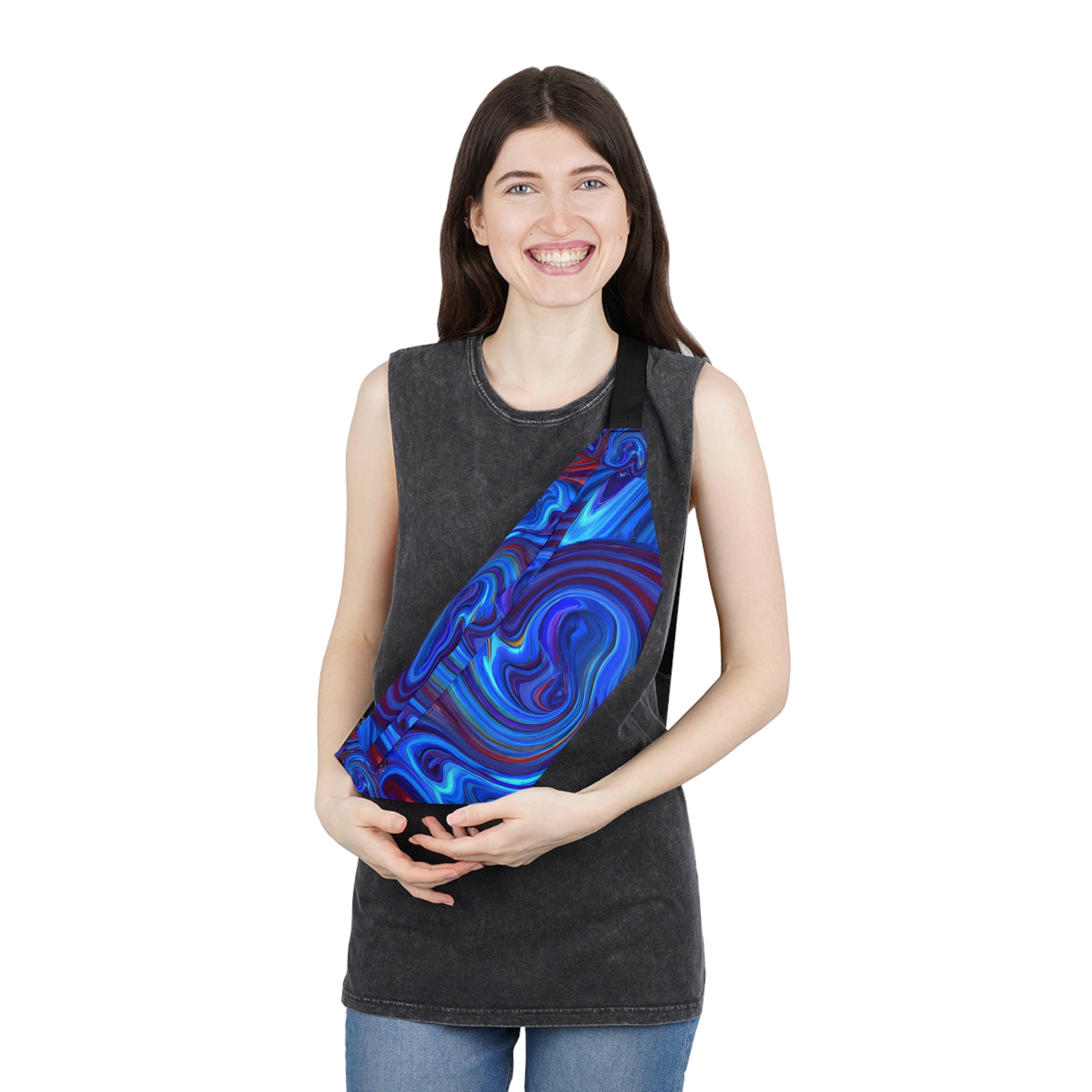 Vibrant Vortex Blue Rave Fanny Pack (Large)