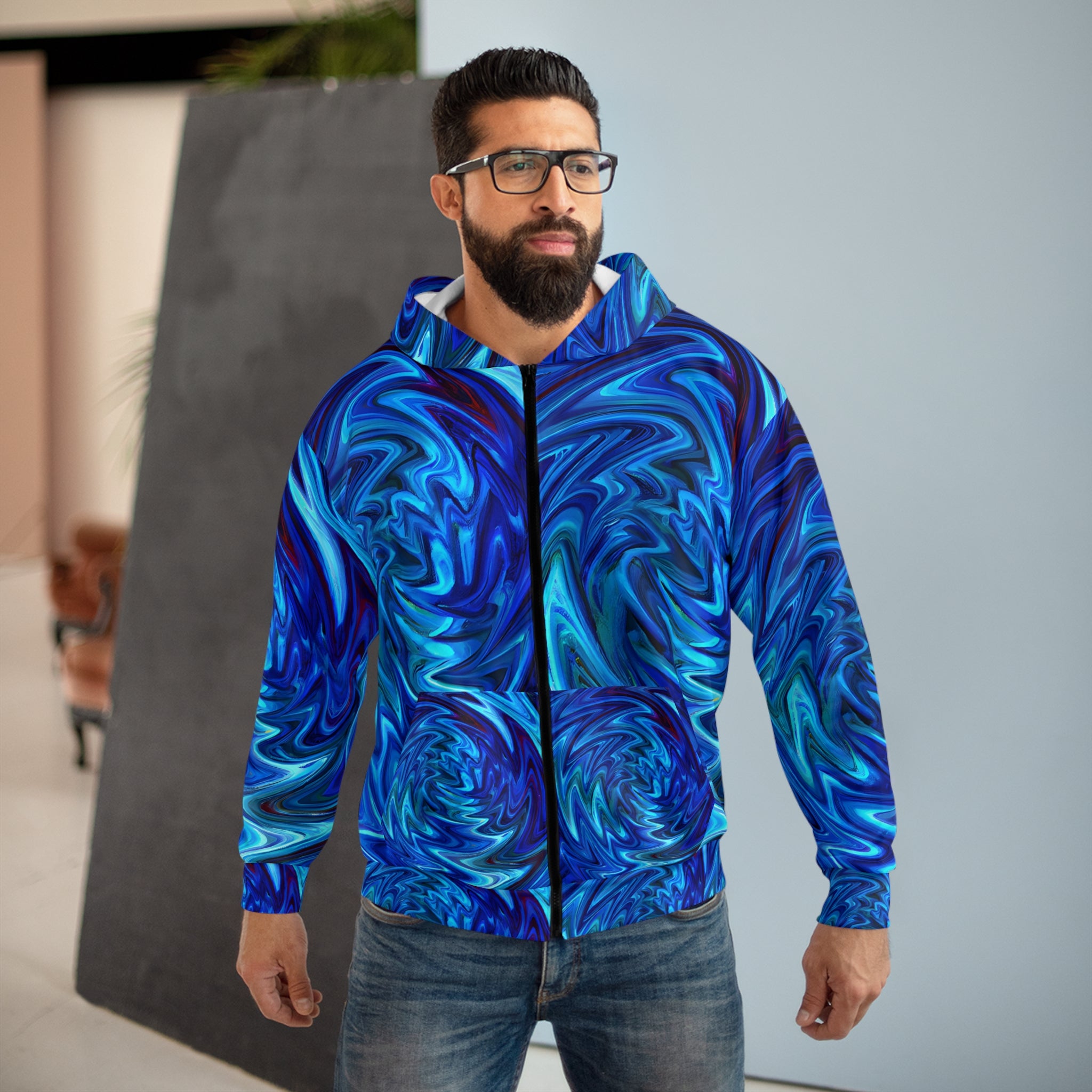 Vortex Blue Unisex Zippered Hoodie