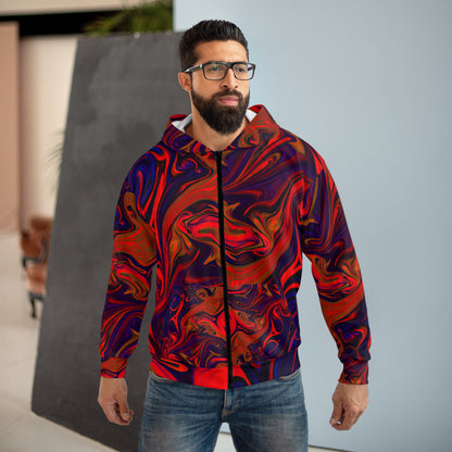 Enigmatic Red Unisex Zip Hoodie