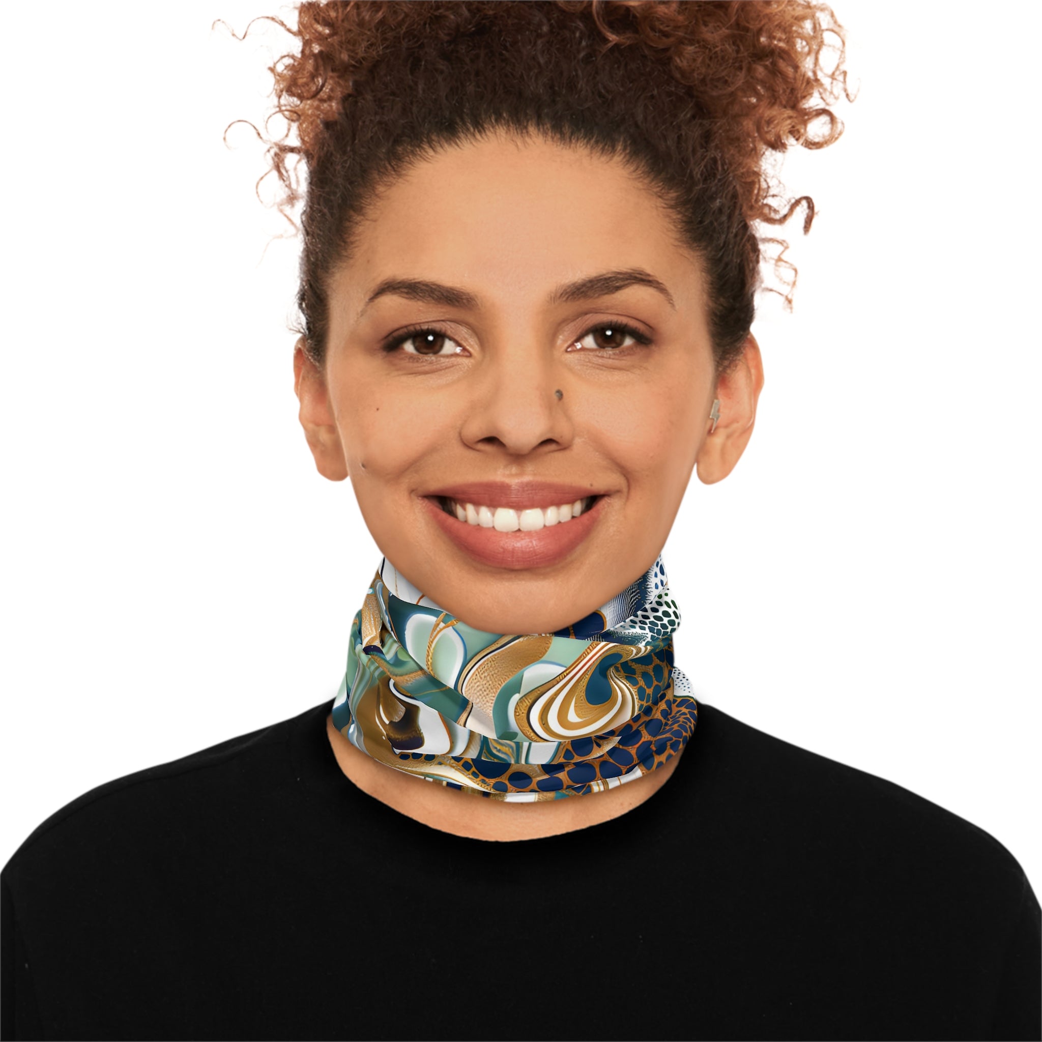 Sapphire Blue Gold Winter Neck Gaiter